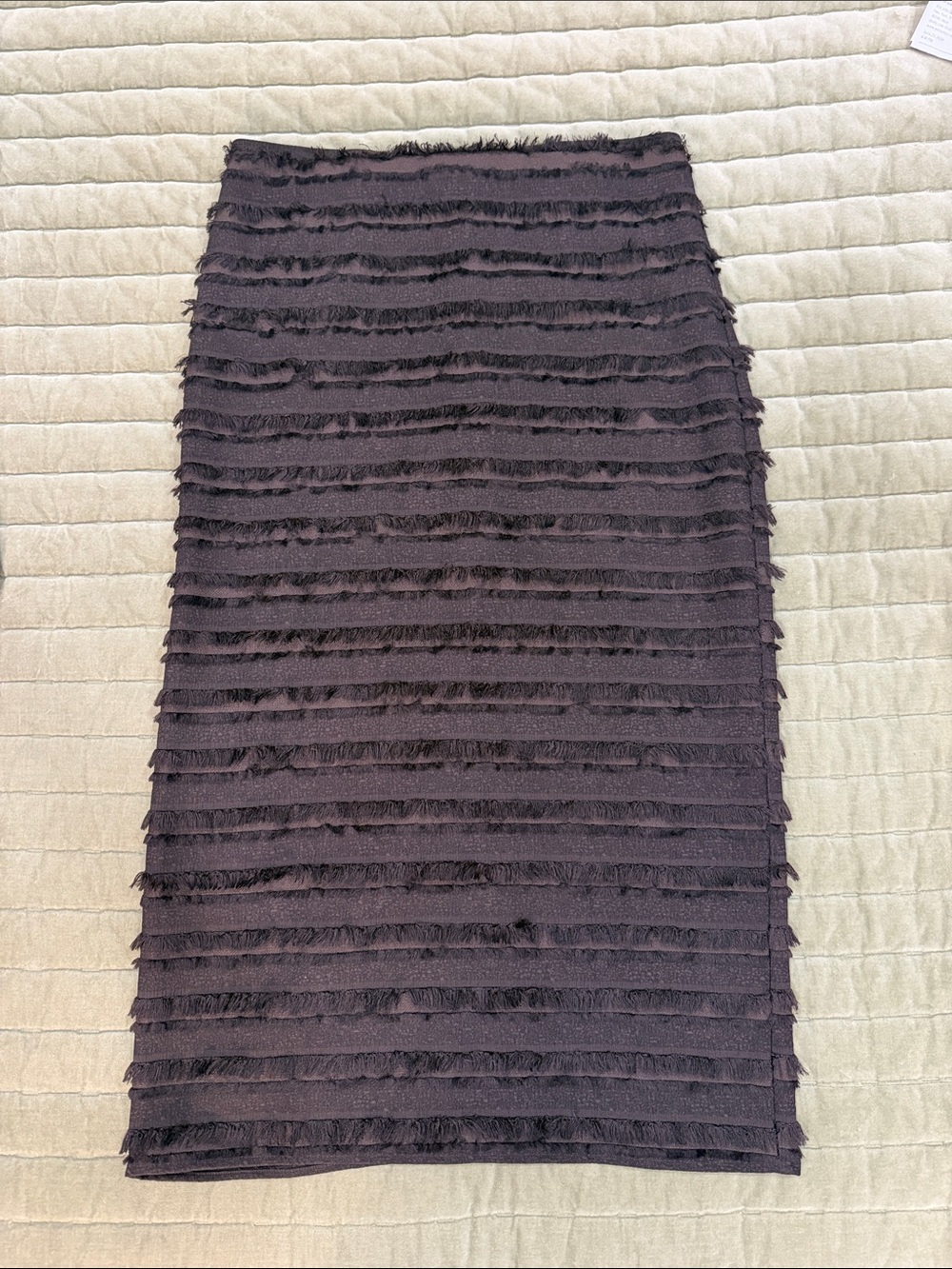 H&M Edition Dark Brown Fringe Tiered Pencil Skirt